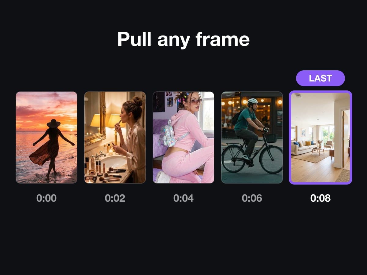 Example: the Frame extractor tile: a strip of frames taken from a video