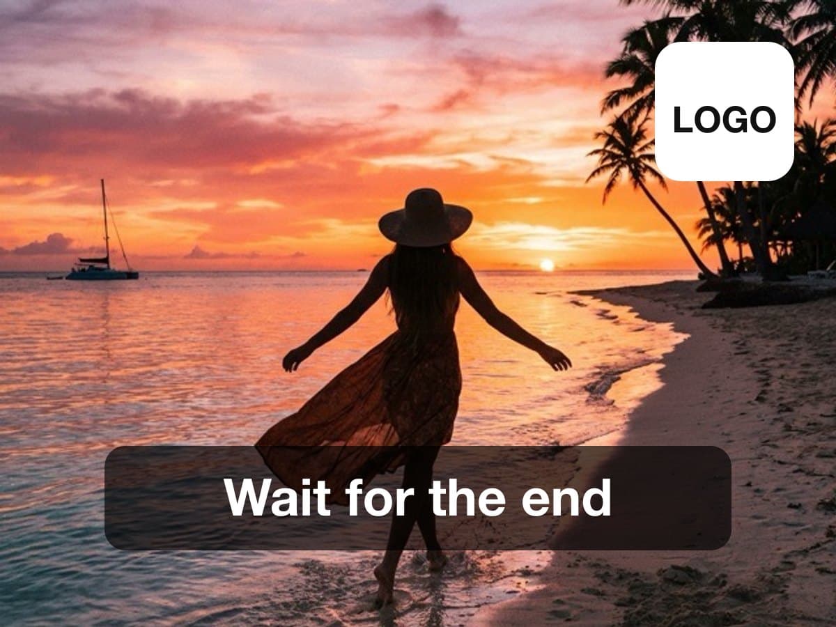 Example: the Logo and text overlay tile: a hook line and a logo on a video